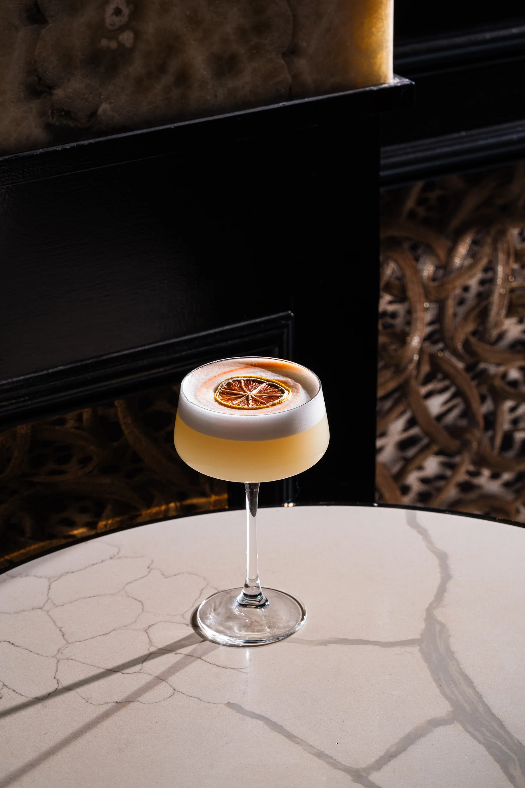 Whiskey sour with citrus foam